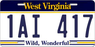 WV license plate 1AI417