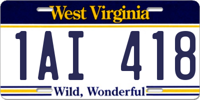 WV license plate 1AI418