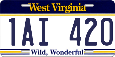 WV license plate 1AI420