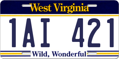 WV license plate 1AI421