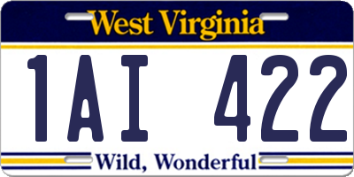 WV license plate 1AI422