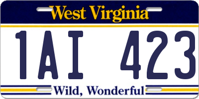 WV license plate 1AI423