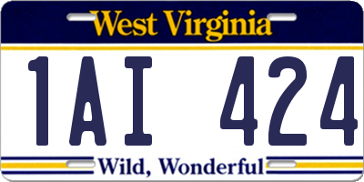 WV license plate 1AI424