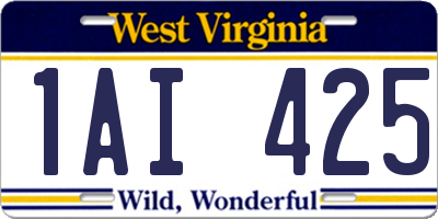 WV license plate 1AI425