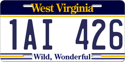 WV license plate 1AI426