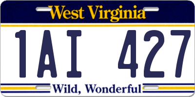 WV license plate 1AI427