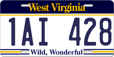 WV license plate 1AI428