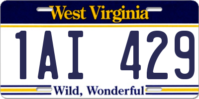 WV license plate 1AI429