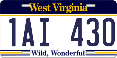 WV license plate 1AI430