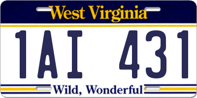 WV license plate 1AI431