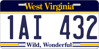 WV license plate 1AI432