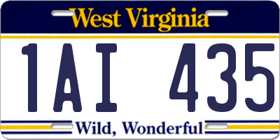 WV license plate 1AI435