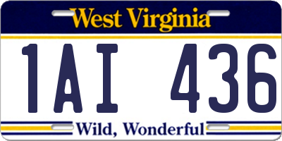 WV license plate 1AI436