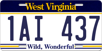 WV license plate 1AI437