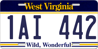 WV license plate 1AI442