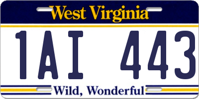 WV license plate 1AI443