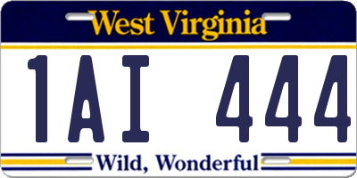 WV license plate 1AI444