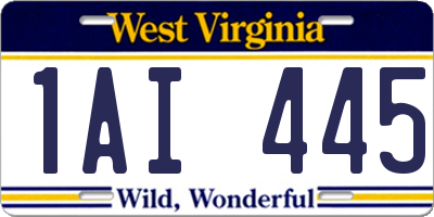 WV license plate 1AI445