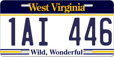 WV license plate 1AI446