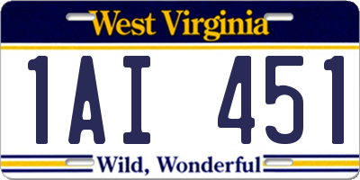 WV license plate 1AI451