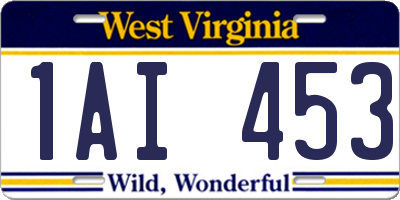 WV license plate 1AI453