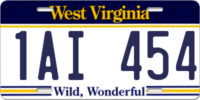 WV license plate 1AI454