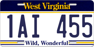 WV license plate 1AI455