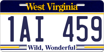 WV license plate 1AI459