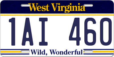 WV license plate 1AI460