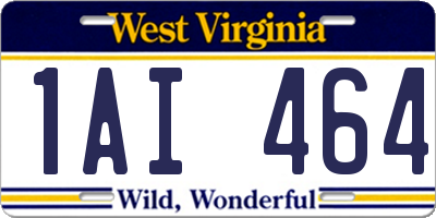 WV license plate 1AI464