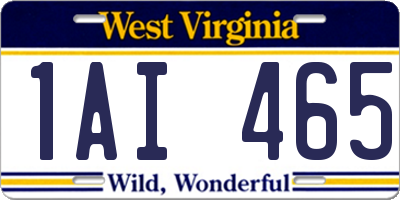 WV license plate 1AI465