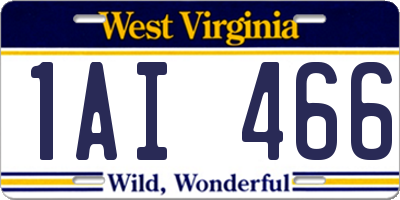 WV license plate 1AI466