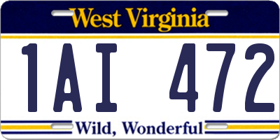 WV license plate 1AI472