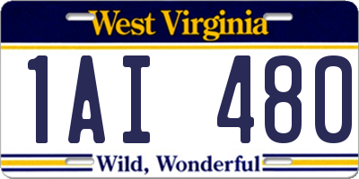 WV license plate 1AI480