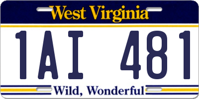 WV license plate 1AI481