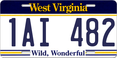 WV license plate 1AI482