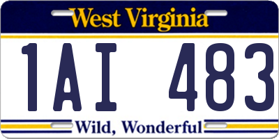 WV license plate 1AI483