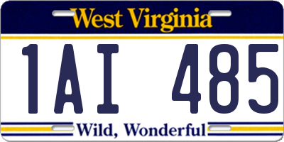 WV license plate 1AI485