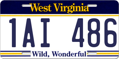 WV license plate 1AI486