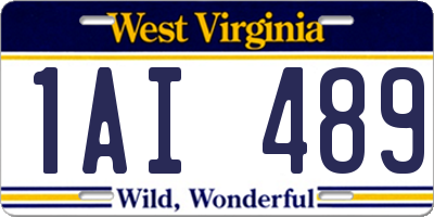 WV license plate 1AI489