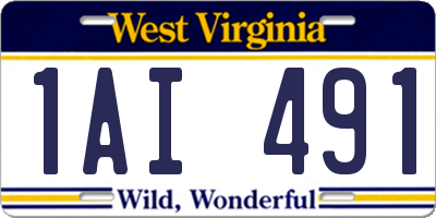 WV license plate 1AI491