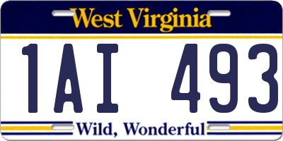 WV license plate 1AI493