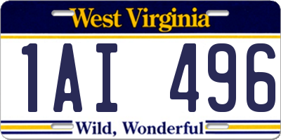 WV license plate 1AI496