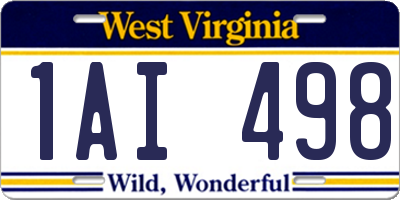 WV license plate 1AI498