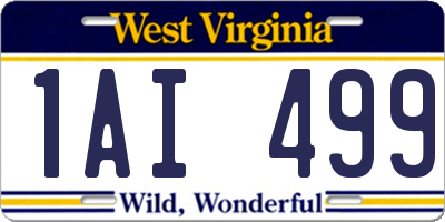 WV license plate 1AI499