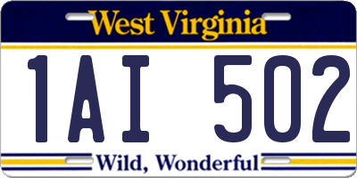 WV license plate 1AI502