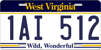 WV license plate 1AI512