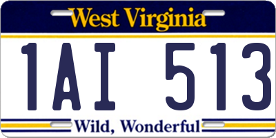 WV license plate 1AI513