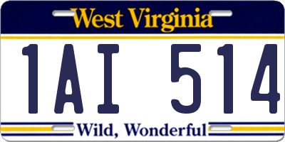WV license plate 1AI514