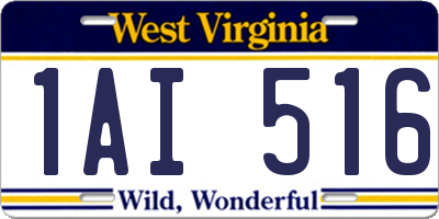 WV license plate 1AI516